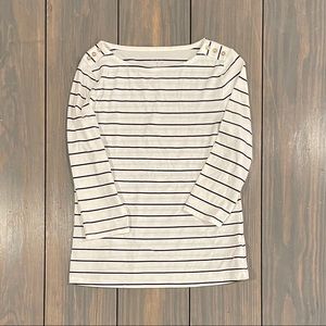 Striped button boatneck shirt S